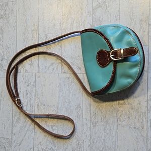 Vera Pelle Italian Leather Crossbody Vintage Shoulder Bag Purse Turquoise